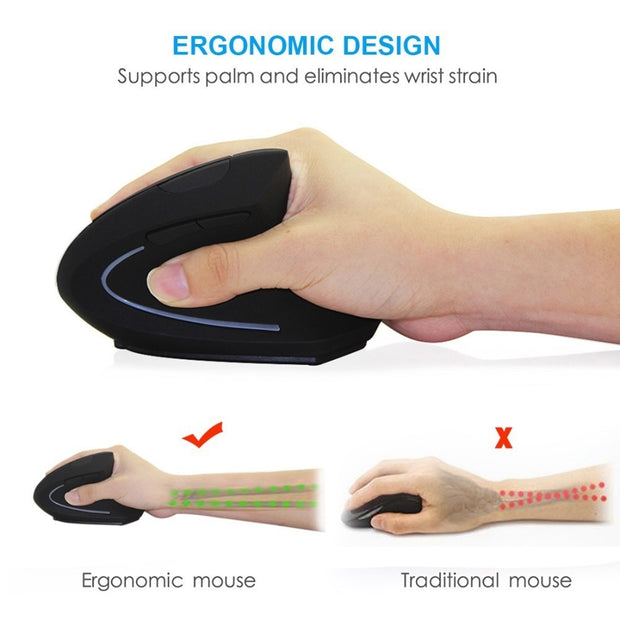 CHYI Wireless Mouse Ergonomic Optical 2.4G 800/1200/1600DPI